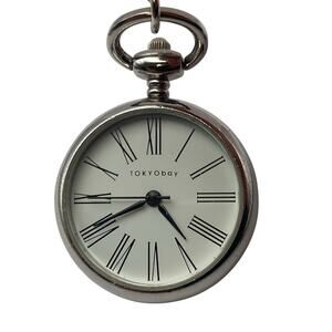 Tokyo Bay Quartz Pendant Pocket Watch Necklace 30" -  Open Face - New Battery
